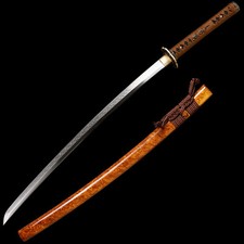 Polished Japanese Samurai Katana Sword L6 Steel Clay Tempered Real Hamon picture