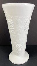 Milk Glass Footed Vase Indiana Colony Harvest Grape White 7.75