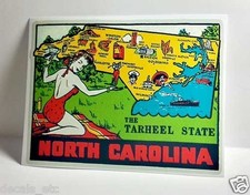 North Carolina Vintage Style Travel Decal / Vinyl  Sticker, Luggage Label picture