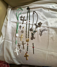 Vintage & Gothic Cross Jewelry Lot - Rosaries Necklaces Charms Bracelet picture