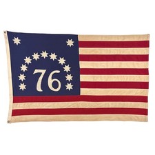 Vintage Cotton Embroidered Bennington 76 American Flag Old USA Sewn Cloth Art picture