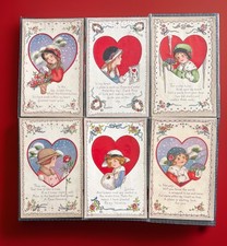 Complete Set -6 Antique Stecher Valentine Postcards Series 515 Margaret E Price picture