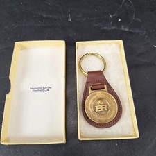 Vintage Burns and Roe Engineering Keychain 1982 50th Anniversary Bronze Leather picture