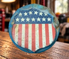 Antique DETTRA Radiator Flag Holder 1920s-30s Patriotic US Shield 2.5