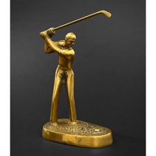 1970’s Vintage Brass Golfer Statue / Golf Paperweight 7.75” picture