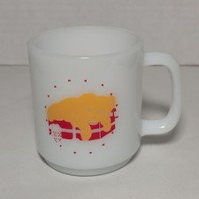 1970s Glasbake Kitten Cat Laying Down Coffee Mug Cup Milk Glass picture
