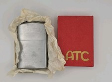 New Vintage ATC  Cigarette Lighter With Box Made in Japan Brushed Chrome picture