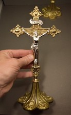 Traditional Altar Cross - Solid Brass with Silver Plated Corpus - #60-1 picture