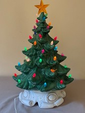 VTG-1970's  16” Atlantic Mold Ceramic Musical Christmas Tree White Base picture