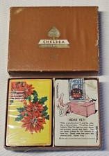 1939 NOS CONGRESS Playing Cards Double Deck Christmas Poinsettia Chelsea Box US picture