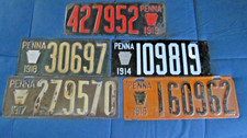 FIVE VINTAGE ORIGINAL PENNSYLVANIA LICENCE PLATES picture