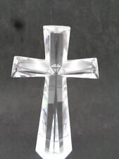 Vtg Telaflora 24% Lead Bohemian Crystal Clear Glass Cross 7.5