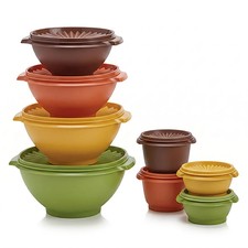 TUPPERWARE 80 ANNIVERSARY SERVALIER 8 PIECE SET ONE TOUCH BOWLS NEW with Seals picture
