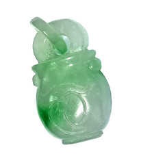 Vintage Natural Carved Lucky Pot Bag Icy Jade Jadeite Moss In Snow Pendant Charm picture