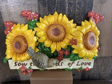 Sunflower Resin Wall Plaque W/ Moving Bird On Spring “Sow The Seeds Of Love” picture