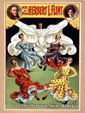 ✨ Mr & Mrs Herbert L. Flint Hypnotic Skirt Dance Poster c1890s - Vintage Style picture