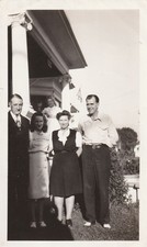 Vintage Photo 1940s Couples Photo Bomber Little Girl American Flag Fashion USA picture