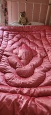Sweet Vintage  Eiderdown Feather Quilt Pink  Flower Bunch on Cream 44 x 64 inch  picture