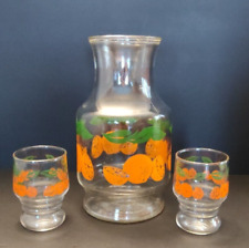 VTG Anchor Hocking Orange Juice Carafe Decanter and 2 Orange Juice Glasses picture