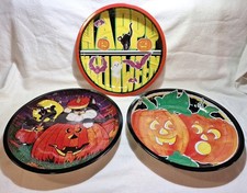 VTG 90s Great Bargin Halloween Tin Trays Set of 3 Midwestern Home Products picture