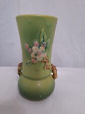 Roseville Pottery Apple Blossom 1949 Green MCM Vase 381-6  Roseville, Ohio USA picture