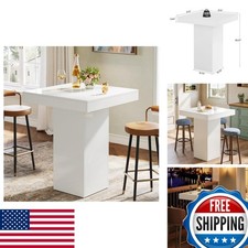 Tribesigns Square Bar Table 31.5 x 31.5 x 39.4 Inches White picture