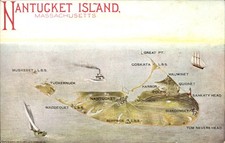 Nantucket Island MA Map of Nantucket Island J.H. Robinson c1910 Vintage Postcard picture