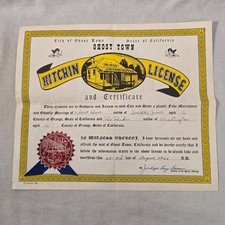 Vintage 1966 Knotts Berry Farm Ghost Town Hitchin License Mel Huber Print 13x11 picture