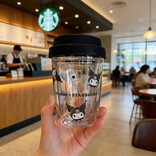 New Starbucks X Kuromi Sanrio Double Wall Glass Cup 10oz Cute Cartoon Coffee Cup picture