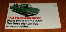Original 1972 Ford Explorer Sales Brochure Mailer F-100 Bronco Ranchero picture