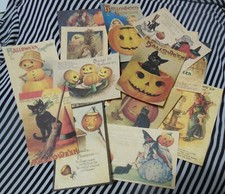 Set of 16 Vintage/Victorian/Primitive look Halloween vintage old  images Set #3 picture