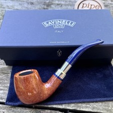 Savinelli Eleganza Smooth Natural Bent Billiard (601) 6mm Filter Tobacco Pipe picture