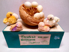VTG Easter Chenille Lot Pom Pom CHICKS & BUNNIES Bird Nest Eggs Decoration Boxed picture