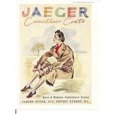 Vintage Print Color Ad 1937 Jaeger Camelhair Coats picture