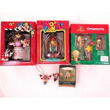 Lot 5 Vintage Looney Tunes Christmas Ornaments Taz Tweety Bird Bugs Elmer 1990s picture