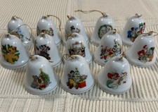 1994 Grolier Collectibles Disney Bell Ornaments Porcelain Goldtone ( 13 Bells ) picture