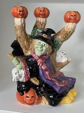 Vintage 1995 Fitz & Floyd Omnibus Halloween Witch Candelabra Candle Holder picture