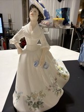 Royal Doulton Adele HN 2480 Figurine Peggy Davies Blue Hat Floral Dress Vintage picture