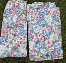 Vintage 1990s Queen Sheet Set Floral Colorful Cottagecore Flat & Fitted Flowers picture