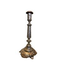Antique Polish I. Ehrlich Warsaw Judaica Silver Plated Candlestick Pattern 1140 picture