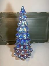 Iridescent Blue Lighted Glass Tabletop Christmas Tree picture