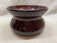 Vintage Art Pottery Brown Glaze Spittoon Cuspidor Stoneware Crock Primitive picture