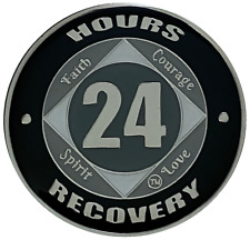 NA 24 Hours Coin Silver Color Plated, Narcotics Anonymous Medallion picture