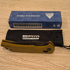 SRM 9201-GW Drop Point Plain Edge Liner Lock Manual Pocketknife G10 Brown picture