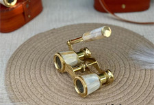 AK Personalized Brass Opera Glasses with Mother of Pearl - Engraved Leather Case picture