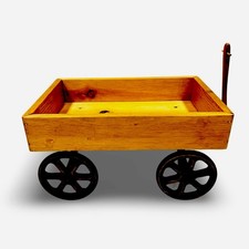 Vintage Wooden Wagon Knotty Pine Rustic Décor Cart Display Prop Farmhouse Doll picture