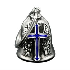 Motorcycle Guardian Bell Holy Cross Angel Wings Good Luck Gift Biker Rider Bells picture