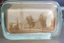 Antique Souvenir Glass Photo Paperweight Cornell University Library Ithaca NY picture