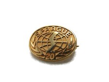 Vintage Sprague Electric 20 Year Service Award Pin Gold Tone Globe Laurel Wreath picture