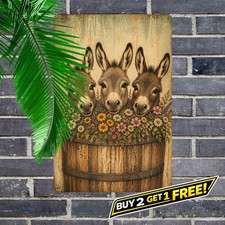 Rustic Donkey Trio Farmhouse Art Vintage Country Animal Metal Sign picture